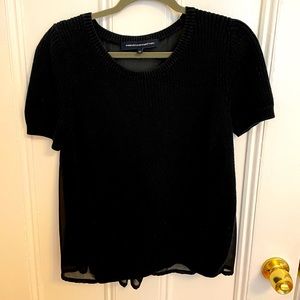 French connection knit top with sheer, pleated back.